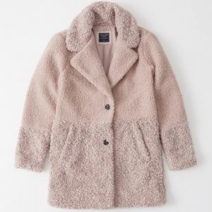 Mixed Fabric Teddy Coat